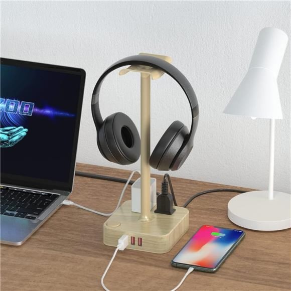 Headphone Stand with 3 USB Charger Desk Gaming Headset Holder Hanger Rack Gaming - Picture 7 of 7
